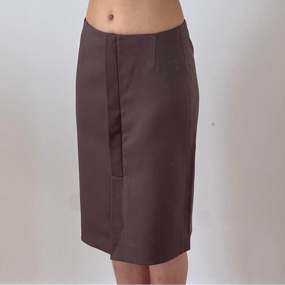 CLUB MONACO | BROWN PENCIL WOOL SKIRT SIZE 2 - Picture 1 of 6